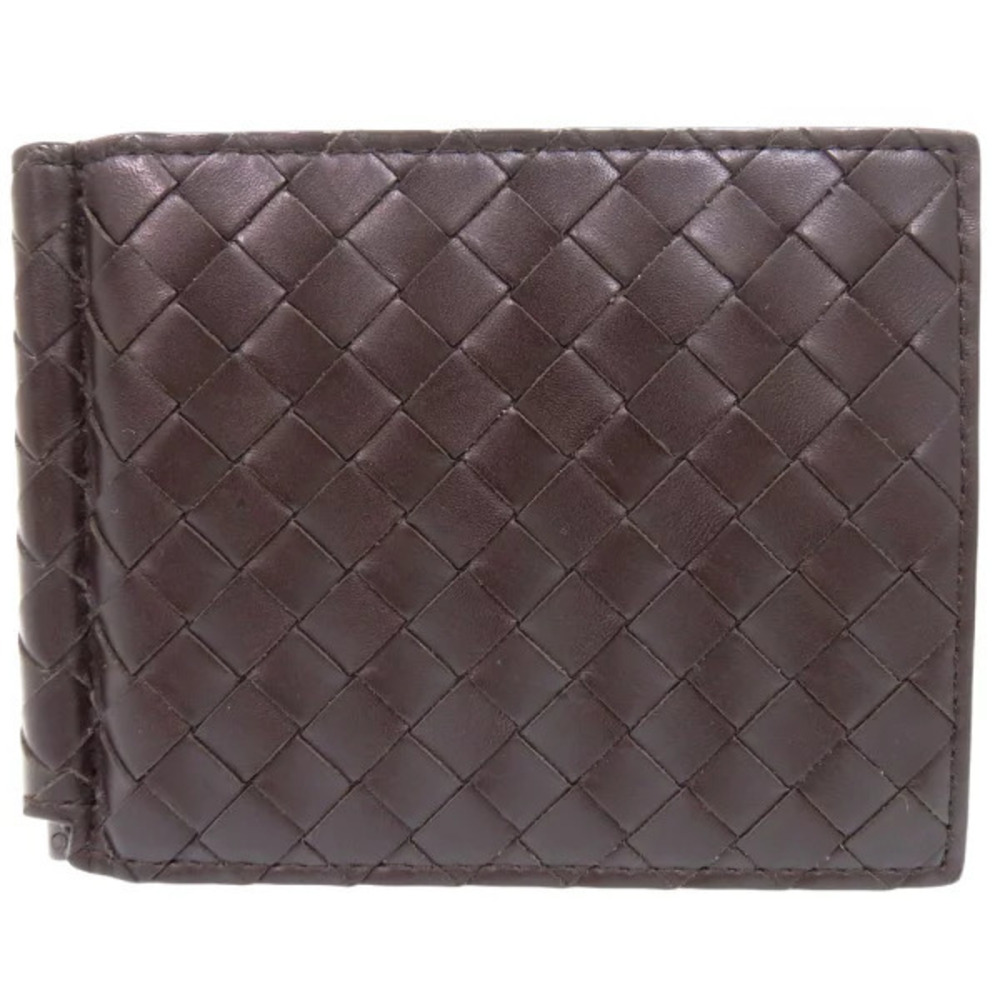 Bottega Veneta Intrecciato leather brown bi fold wallet billfold